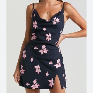 Luvalot Endless Stories Floral Navy Dress with Pink Accents Size 6